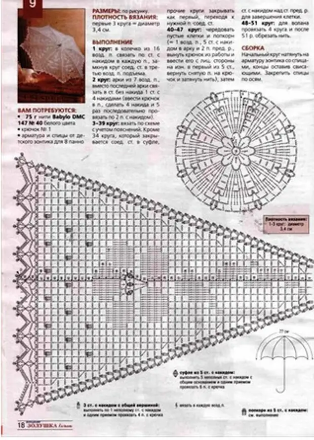 Детский зонт крючком схемы и описание