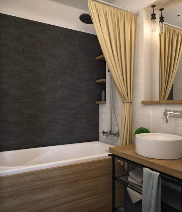 Дизайн ванной комнаты в однокомнатной квартире-распашонке