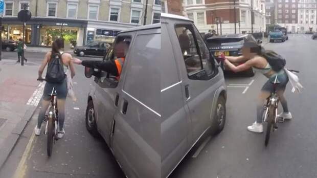 Картинки по запросу Cyclist Girl Gets Revenge On Catcalling Van Drivers