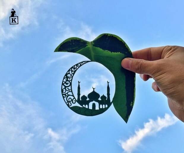 Художник создает невероятные картины из листьев
