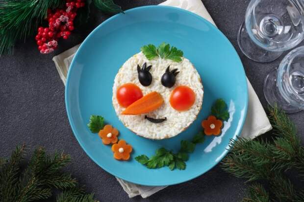 Новогодний салат снеговик рецепт с фото