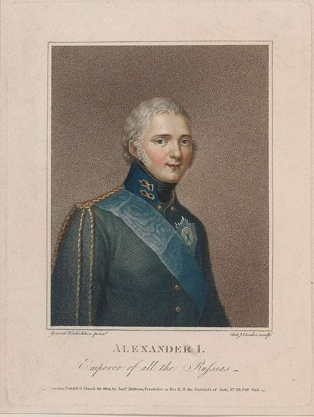 Alexander I of Russia, engraving after a painting by Gerard Küchelchen, March 1804.jpg