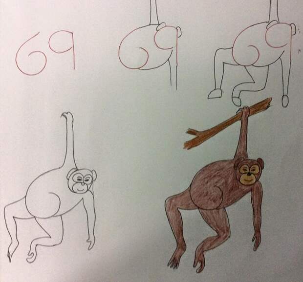рисуем обезьянку