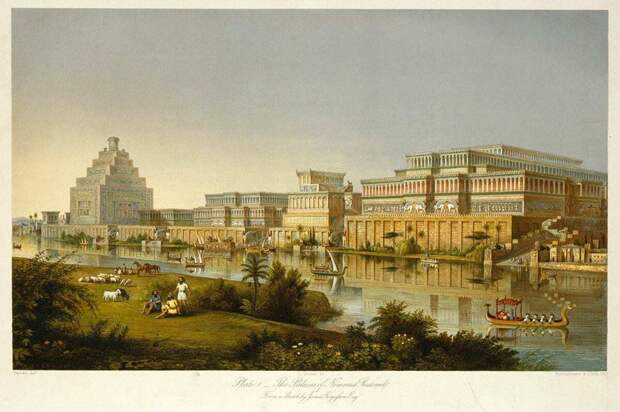 Дворцы Нимруда, восстановленные Хамесом Фергюссоном, 1853 год, через Королевскую академию художеств, Лондон.