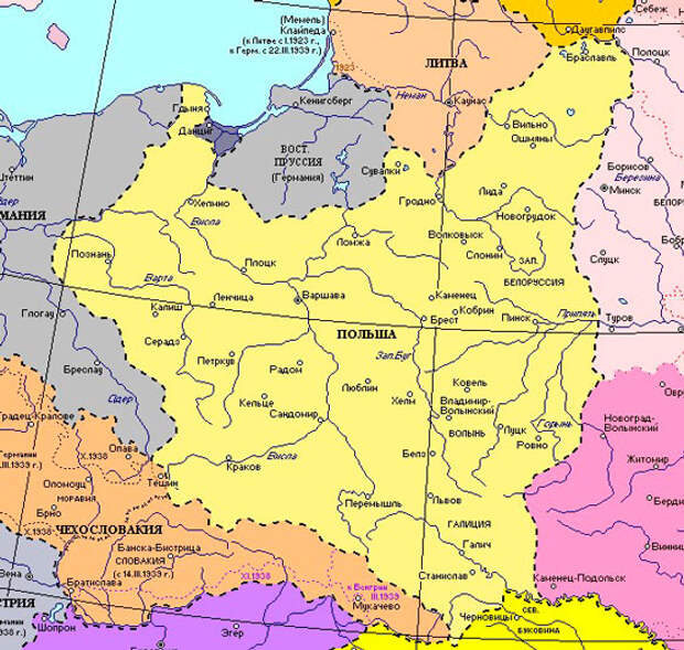 Карта западной украины и белоруссии
