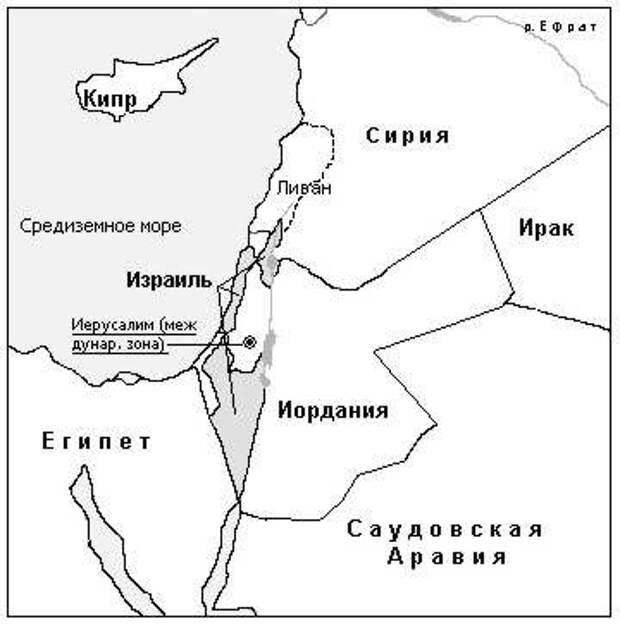 Карта иордании и израиля