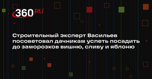 Строительный эксперт Васильев посоветовал дачникам успеть посадить до заморозков вишню, сливу и яблоню