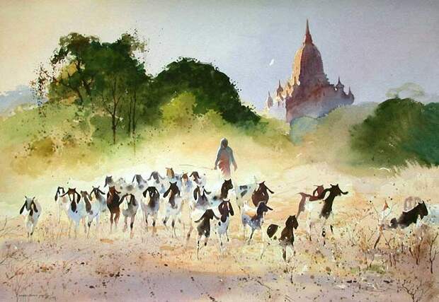Акварельные картины художник Мьё Вин Онг 22