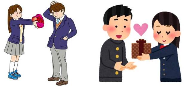 Японские агитационные картинки, призывающие заранее озаботиться подарком для мужчины.