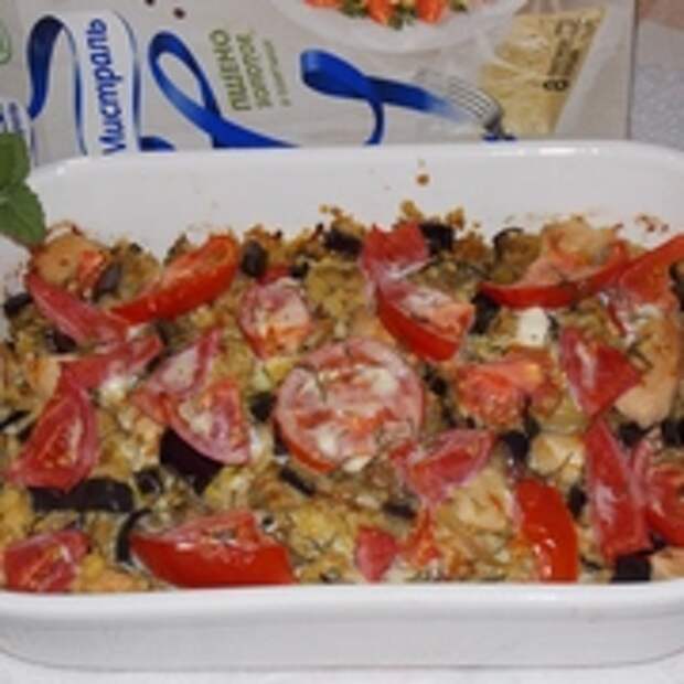Запеканка  с баклажанами и пшеном.