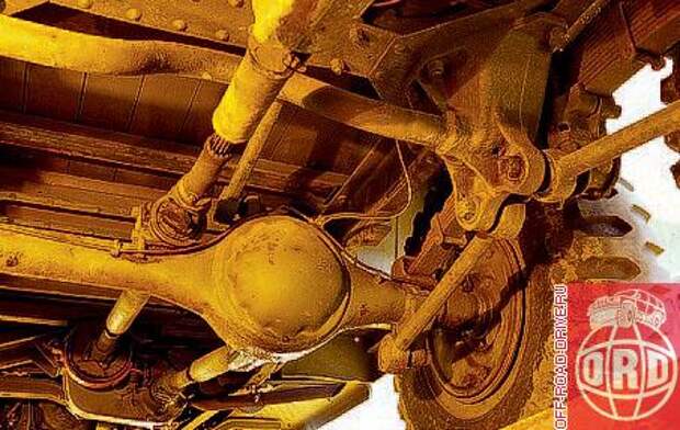 Поперечная балка изогнута для обеспечения достаточного места карданному валу привода заднего моста.