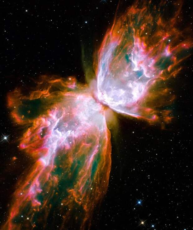 NGC 6302 - биполярная планетарная туманность сложной структуры в созвездии Скорпион hubble, космические объекты, космос, хаббл