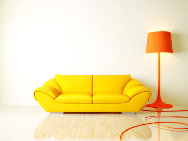 желтый диван для яркого интерьера