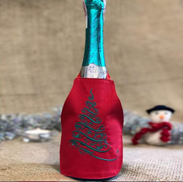 Как сделать фартук на бутылку шампанского