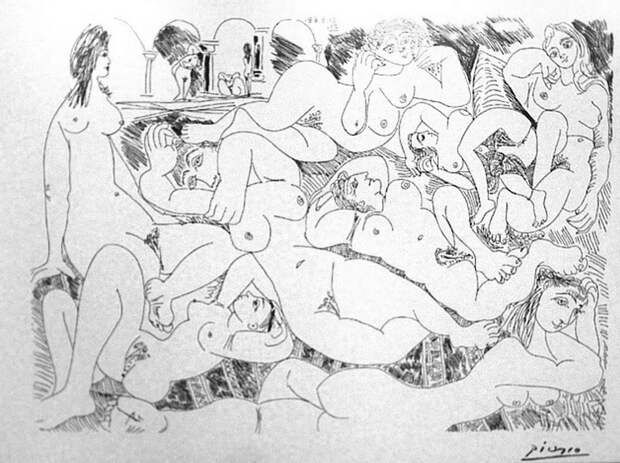 Пабло Пикассо. Прилегшие обнаженные. 1968 год