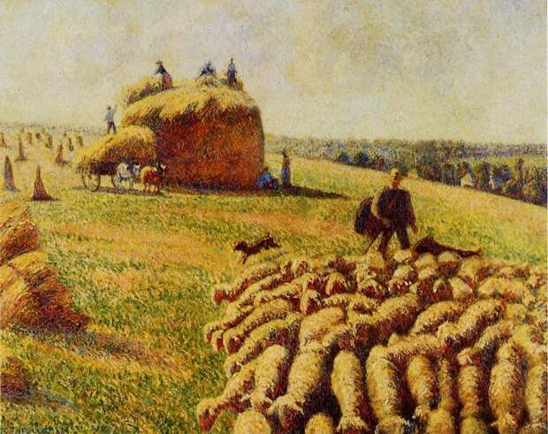 Flock of Sheep in a Field after the Harvest. (1889). Писсарро, Камиль
