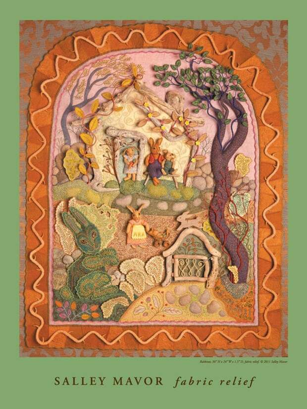 Rabbitat fabric relief sculpture 18 x 24 Poster
