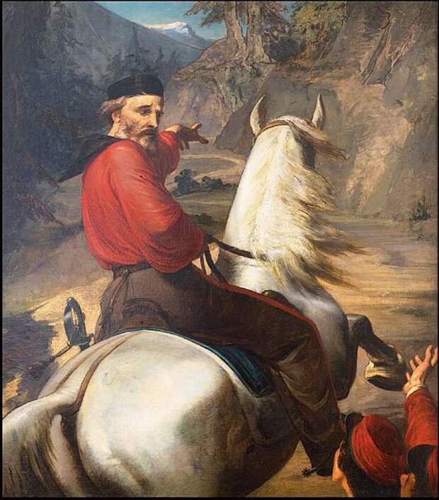 Джузеппе Гарибальди на Третьей итальянской войне за независимость, Джулио Карлини, 1866.  (сс) Wikimedia Commons