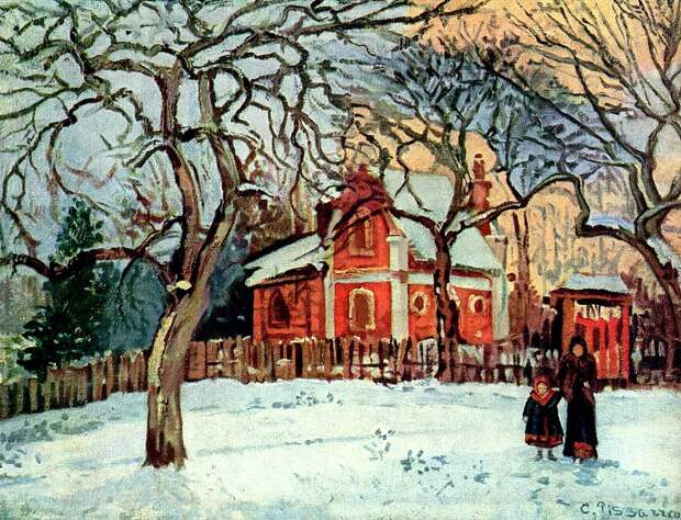 Chestnut Trees, Louveciennes, Winter 1872. Писсарро, Камиль