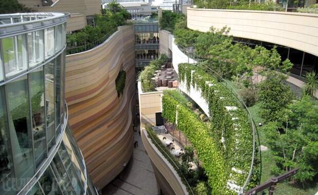 На верхних этажах Namba Parks расположены частные садово-огородные участки (Осака, Япония). На верхних этажах Namba Parks расположены частные садово-огородные участки (Осака, Япония).