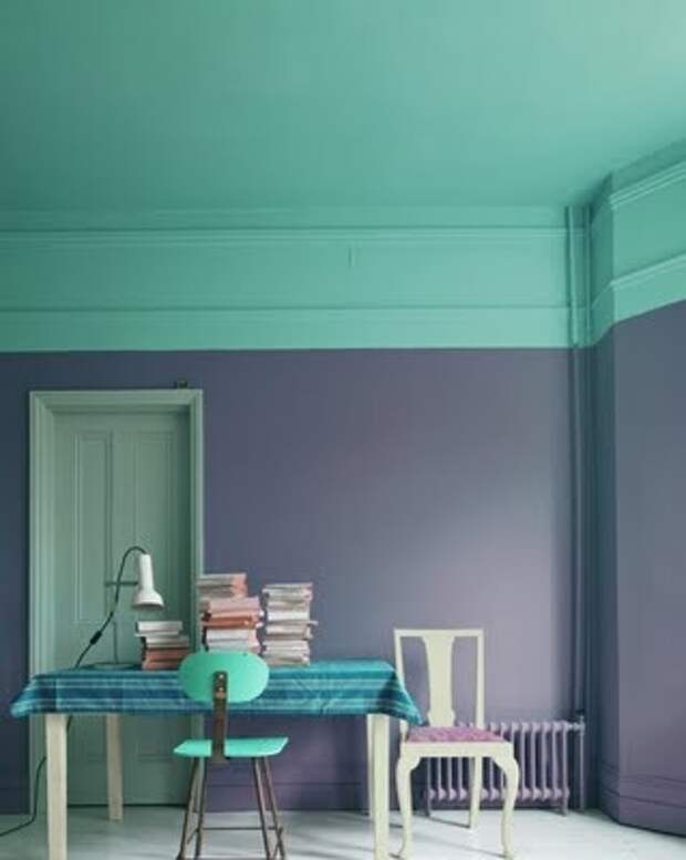 Покраска стен в два цвета
