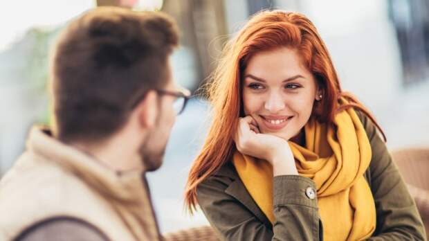 Attractive young couple flirting