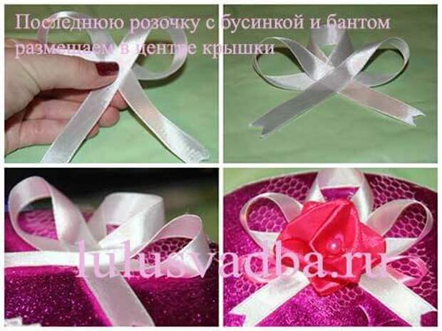 Завершаем декор нашего сундука для денег розочками