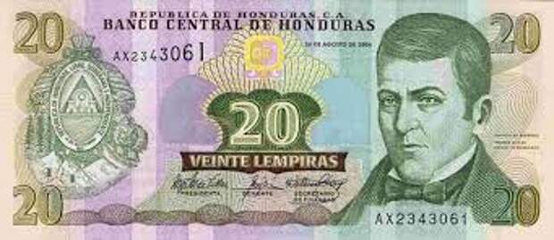 Банкнота 20 гондурасских лемпир, интересная информация.