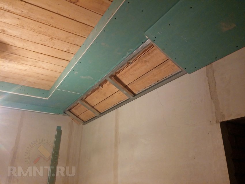 Потолок из гипсокартона своими руками. Монтаж основания для комбинированного потолка