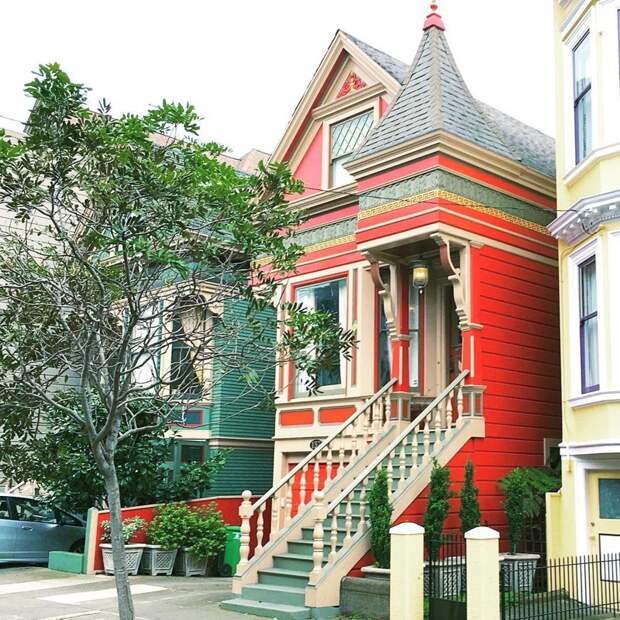 Сказочные фасады домиков в Сан-Франциско дом, сан-франциско, фасад