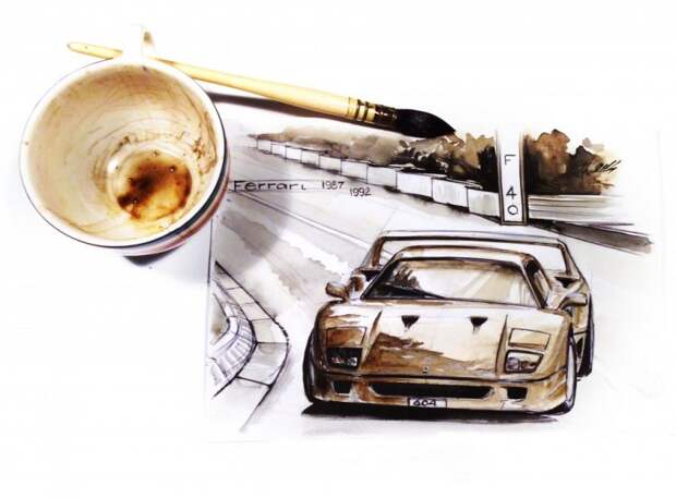 Румынский художник рисует автомобили при помощи кофе искусство, кофе, рисунок, художник