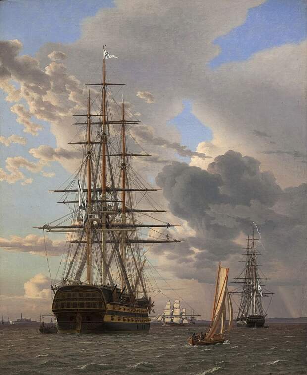 Копенгаген (СМК) Датская национальная галерея - Christoffer Wilhelm Eckersberg (1783-1853) - The Russian Ship of the Lin