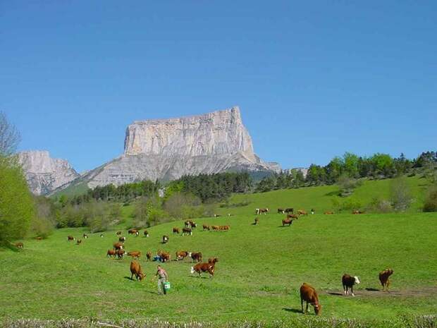 Одинокая вершина Mont Aiguille горы, франция, природа,