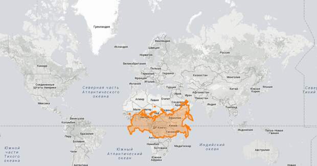 Настоящие размеры России, если бы она находилась на экваторе Размеры, картография, карты, проекция, страны