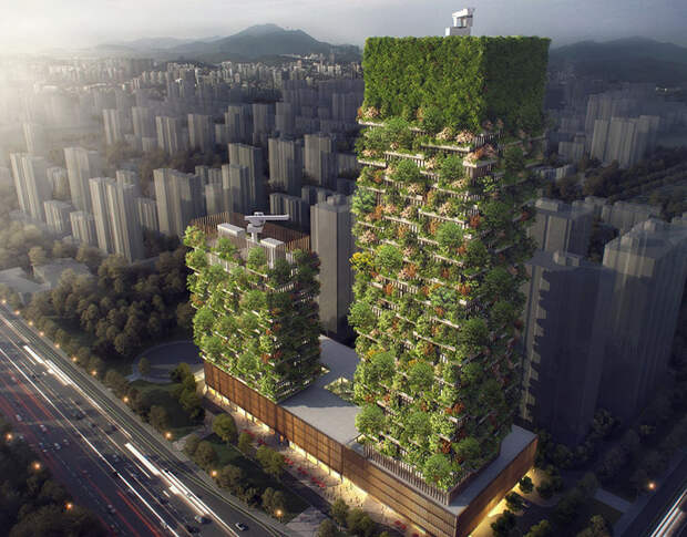 Так будет выглядеть "Вертикальный лес" в Нанкине в 2018 году Нанкин, вертикальный, китай, лес