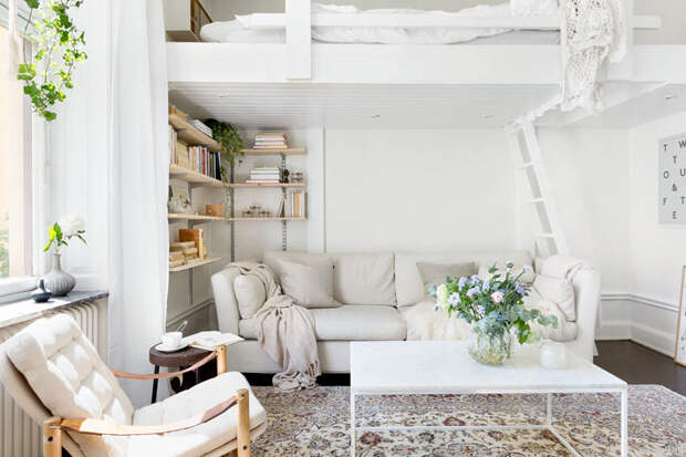 белый цвет в дизайне маленькой квартиры