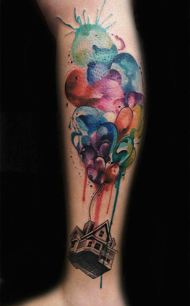 Up Watercolor Tattoo