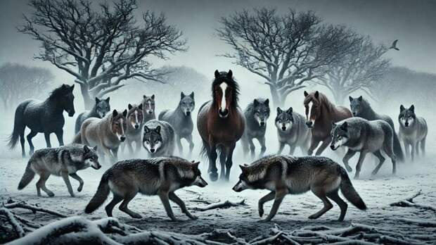 Волки / Изображение сгенерировано с помощью нейросети DALL-E