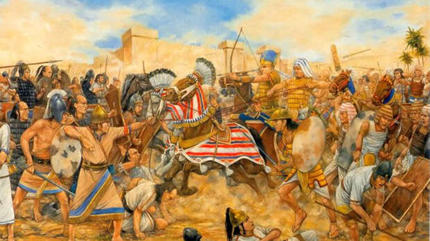 Древний Египет Ко времени правления Рамзеса II (1250 год до нашей эры) Египет обладал самой большой в мире армией. Империя могла выставить на поле боя около ста тысяч солдат. Легкие боевые колесницы дополняли пехоту, превращая египетскую армию в настоящую машину смерти. Жернова этой молотилки без труда перемололи орды хеттов, рискнувших посягнуть на власть великого фараона.