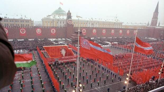 1987 год 7 ноября, СССР, демонстрация, застолье, парад, революция