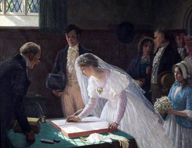 Картина Э. Лейтона «Регистрация брака».