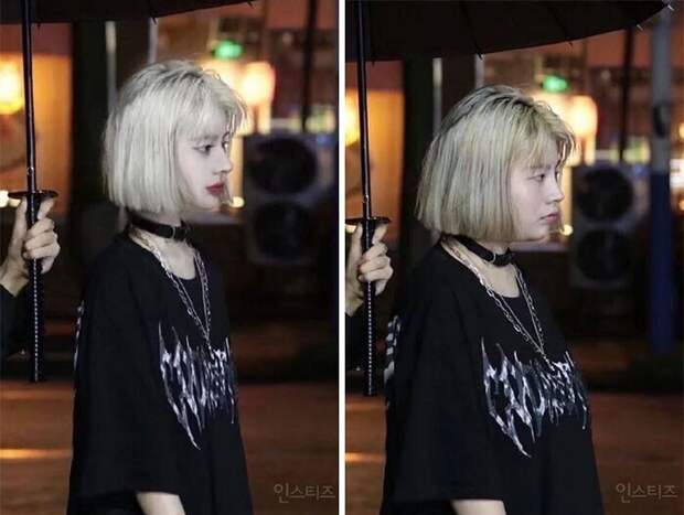 Слева - фото с личнойстраницы китайской поп-звезды, справа - ее снимок без ретуши