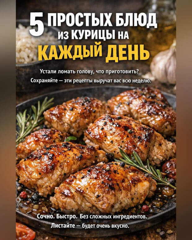 Кулинария>5 простых вариантов-«Что приготoвить из курицы?»!