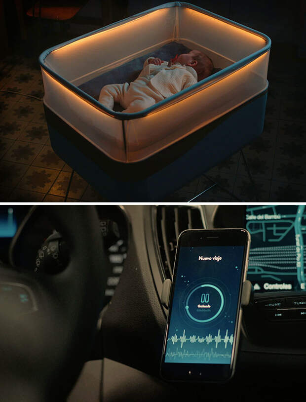 Crib Which Simulates The Feeling Of Being In A Car And Helps A Baby Fall Asleep Crib Which Simulates The Feeling Of Being In A Car And Helps A Baby Fall Asleep