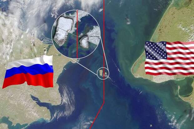Говоря об Америке и России, каждая из них владеет двумя небольшими островами. Которые находятся примерно в 4 километрах друг от друга. Один называется островом Большой Диомид (принадлежит России), а другой - островом Малый Диомид (принадлежит США).
