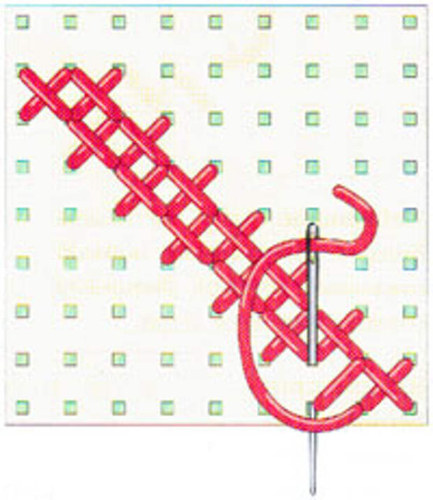 Вышивка крестиком по диагонали. Двойная диагональ справа налево (фото 17)