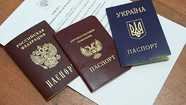 Паспорта России, Донецкой Народной Республики и Украины