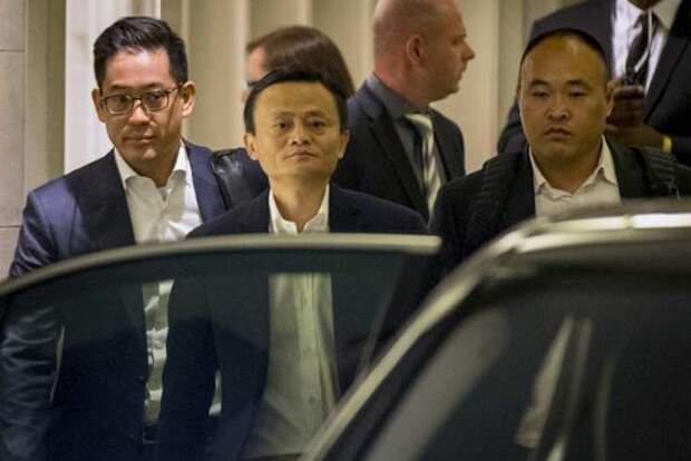 Jack Ma, the founder and executive chairman of Alibaba Group Holding, leaves following the company's road show in New York