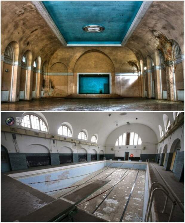 Холл концертного зала и плавательный бассейн на бывшей военной базе в Вюнсдорфе (Германия). | Фото: bigpicture.ru.
