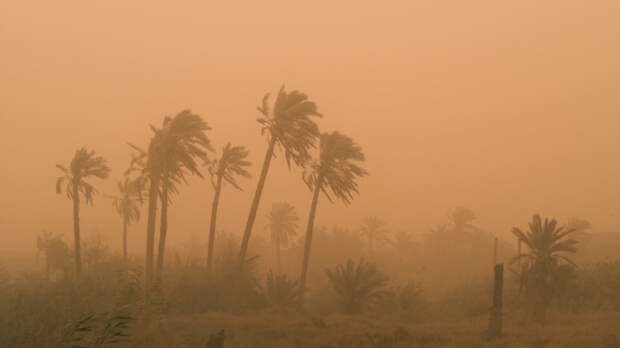 Песчаная буря из Сахары окрасила небо Антальи в красный цвет